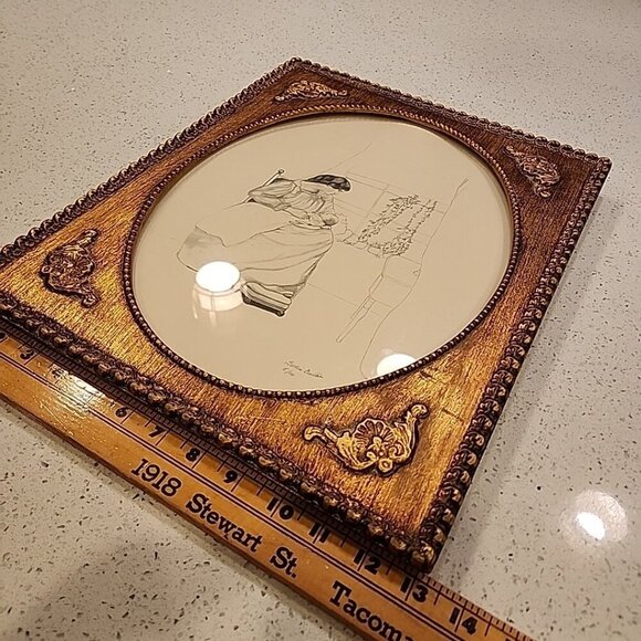 Framed Pencil Art Drawing Victorian Mother Baby Signed Tootsie Banta 5/100 - Picture 5 of 7